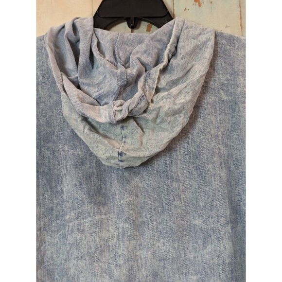 Blanknyc Womens Size M Light Blue Long Sleeve Pullover Denim Hooded Sweatshirt - Picture 8 of 11